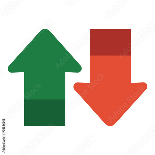 Up and down arrows in green and red