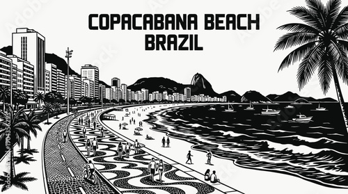 Copacabana Beach Brazil Sea Beach Coastal Landscape Scenic Nature Travel Tourism Destination Geography Seascape Shoreline Ocean Water Horizon Outdoor Vacation Paradise Natural Attraction