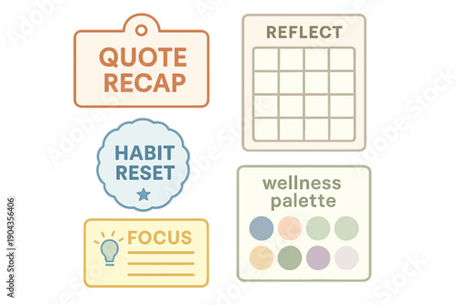 Wellness tools for personal growth displayed on a simple background with various motivational sections shown in different formats