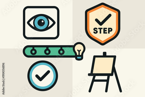 Steps to learning and understanding with visual symbols in a simple graphic layout