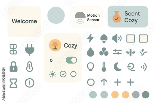 Sensor options and welcome message for smart home interface designed for comfort and convenience