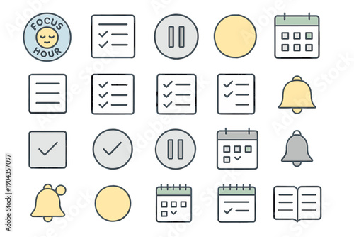 Icons showing activities related to focus hours, tasks, reminders, and calendars for planning time effectively