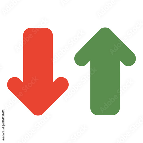 A red arrow pointing down and a green arrow pointing up