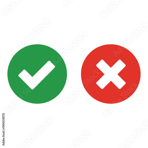 Checkmark and cross icons in green and red circles