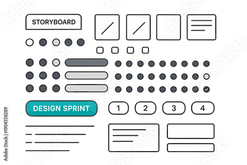 Design sprint storyboard for organizing tasks and ideas in a visual format during team sessions