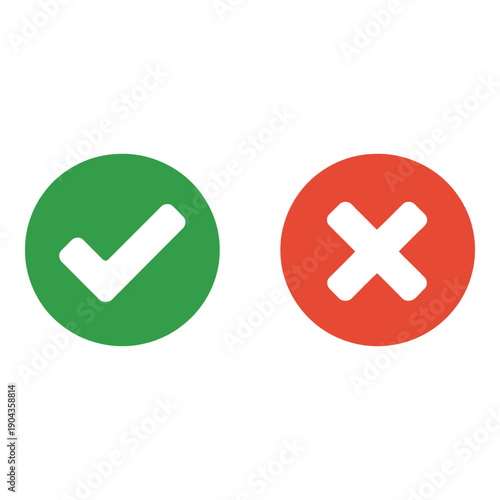 Checkmark and cross icons in green and red circles