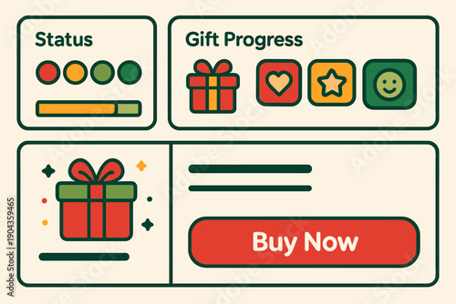 Gift progress tracker shows status updates and buy now option on simple interface