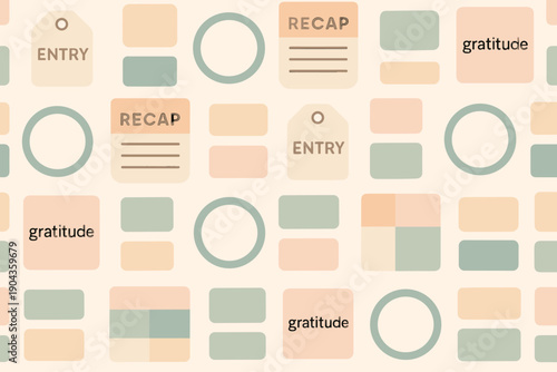 Colorful pattern with shapes and words displayed on a light background in a modern design during daylight hours