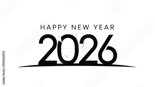 New Year 2026: A minimalist greeting that ushers in the promise and optimism of a fresh start, against a clean backdrop, designed with sleek typography.