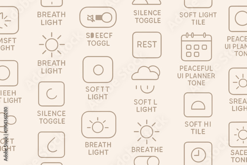 Icons for user interface design in a simple layout with different functions for light and silence controls