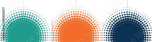 Abstract semi-circular design elements with halftone dot patterns offering a modern and colorful graphic background for digital projects