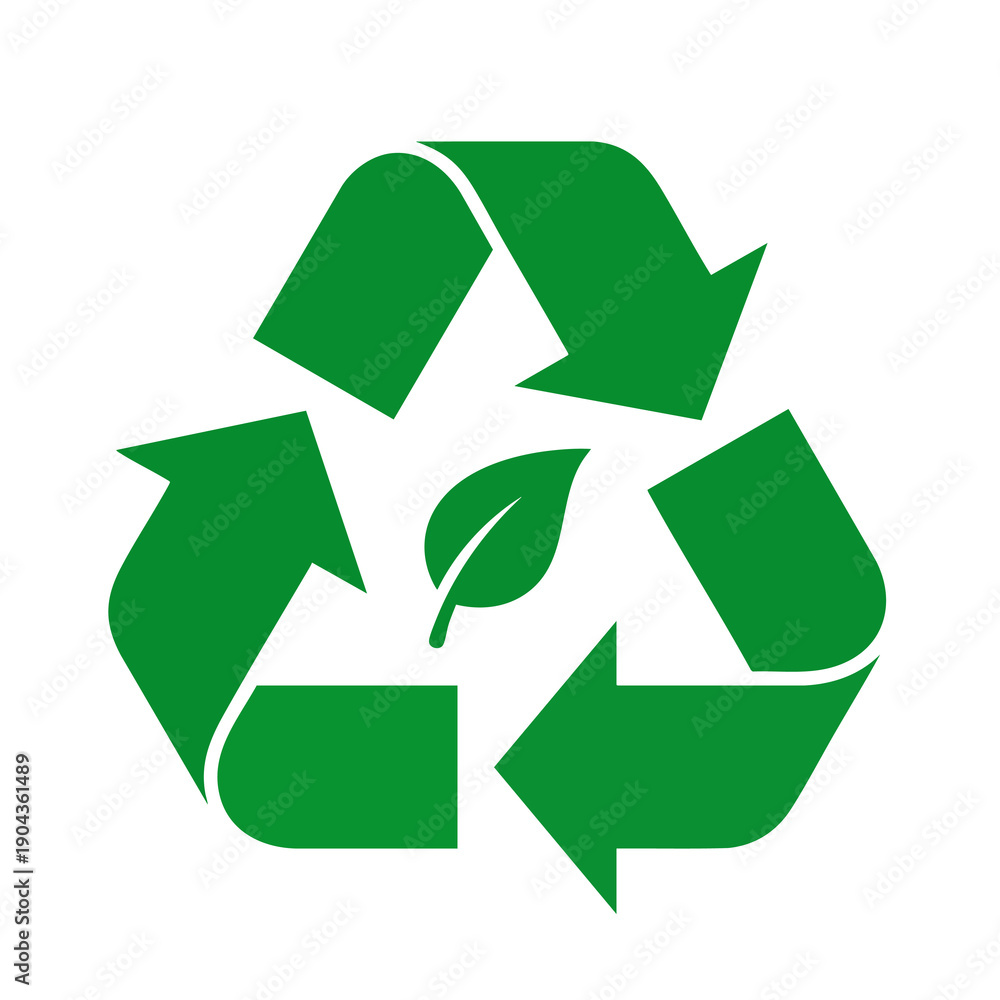 Obraz premium Green Recycling Symbol with Leaf