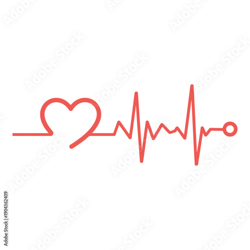 A red heart rate line with a heartbeat line