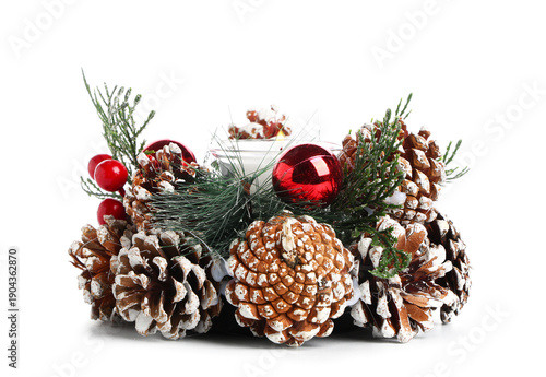 Beautiful candle with fir c...