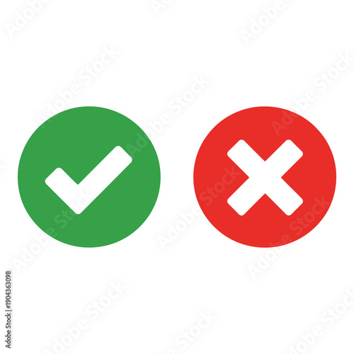 Checkmark and cross icons in green and red circles