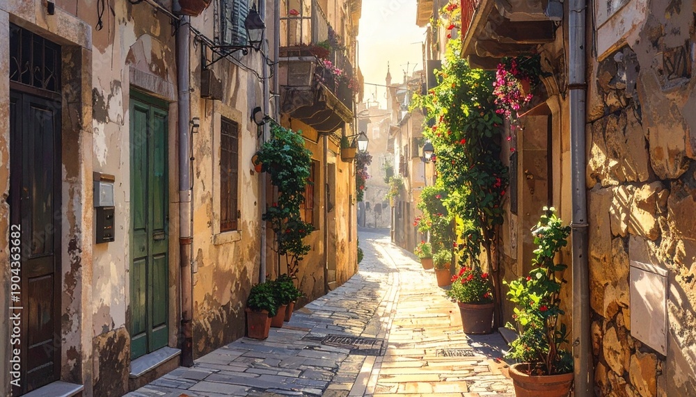 Fototapeta 中世風の街並みイメージ