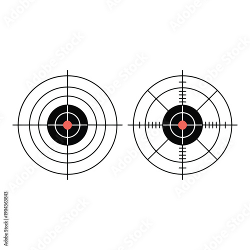 Two black and red targets with a white background