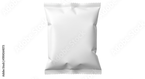 Blank white flow pack mockup for food packaging products isolated on transparent background