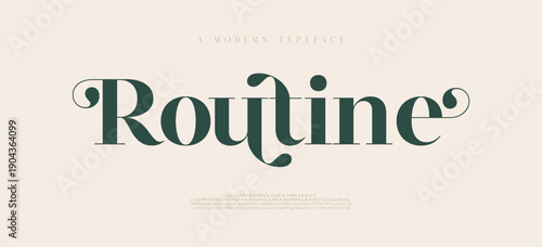 Routine minimal luxury font alphabet logo. Typography beauty fashion elegant minimalist serif italic fonts decorative wedding vintage retro logos. vector illustration

