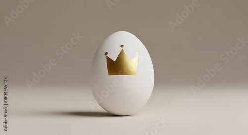 Golden Crown on White Egg: Symbol of Royalty and Success
