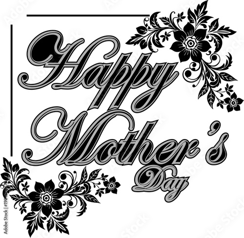 A Happy Mother's Day greeting card with floral decorations