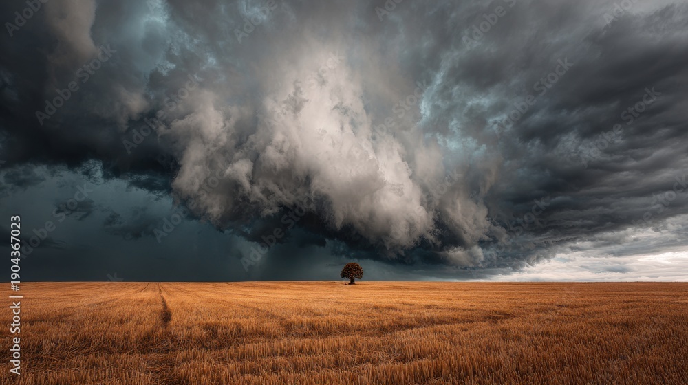Naklejka premium Storm over the field.