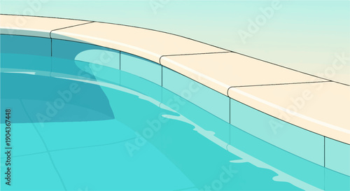 A close-up view of a clean swimming pool with turquoise water and a beige border