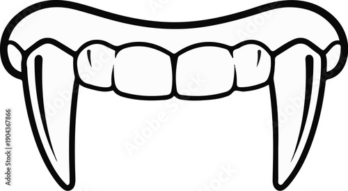 A cartoon drawing of sharp vampire fangs and teeth for Halloween