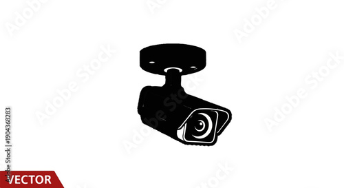 A black and white illustration of a surveillance camera