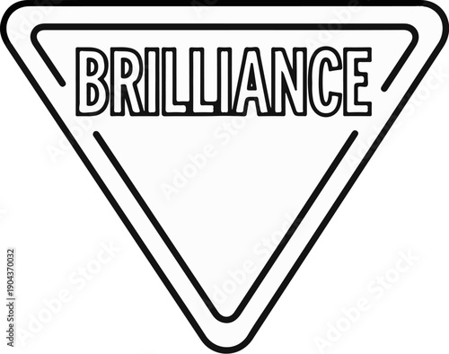 Free Download A black and white triangular sign with the word brilliance - GFXLoad