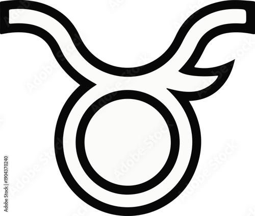 A bold black line drawing of the zodiac symbol for Taurus