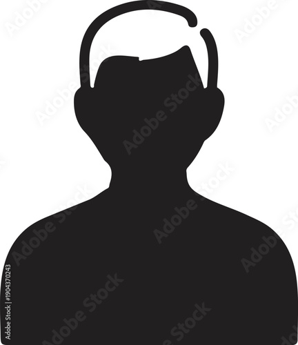 A black silhouette of a person's head and shoulders, indicating a profile