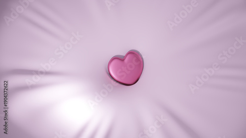 3D pink heart on soft luxury fabric background for Valentine's Day