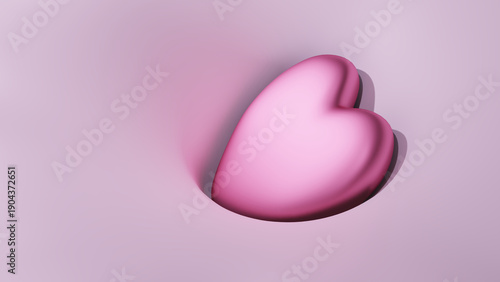 3D pink heart on soft luxury fabric background for Valentine's Day