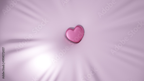 3D pink heart on soft luxury fabric background for Valentine's Day