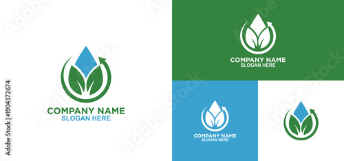 Eco Water Leaf Logo Set