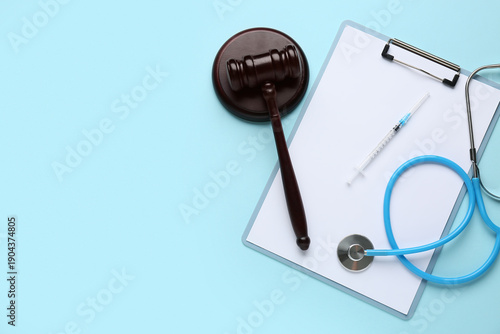 Judge gavel, clipboard, syr...