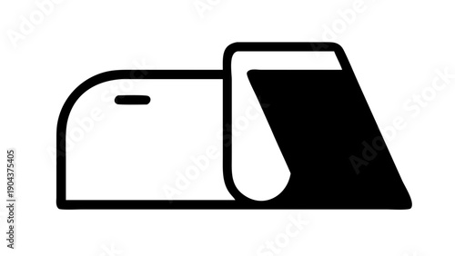 Illustration of a mobile phone with a dark cover partially obscuring the screen area viewable area on transparent background silhouette