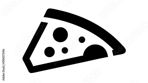 A simple graphic of a pizza slice with pepperoni in black and white color scheme on a white background on transparent background silhouette