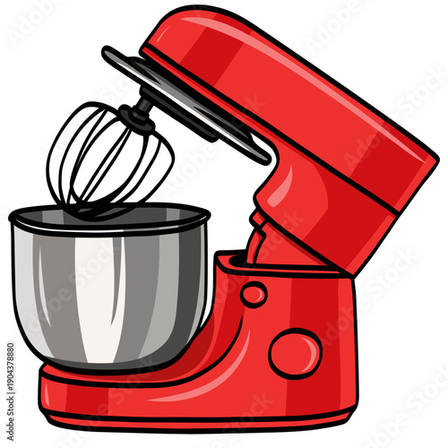 Red Stand Mixer Kitchen Illustration