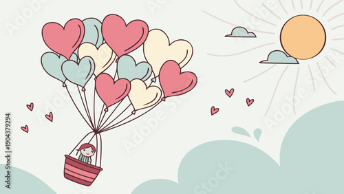 Happy Valentine’s Day Illustration of Interracial Couple Hands Forming Heart Shape with Roses, Love Symbols, and Romantic Greeting Card Design background landscapes 