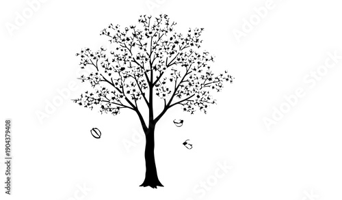 Realistic Sakura Cherry Blossom Tree Botanical Spring Flowering Nature Vector Illustration