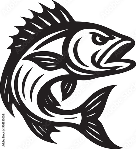 High speed saltwater tuna jumping vector illustration for fishing tournament branding logo