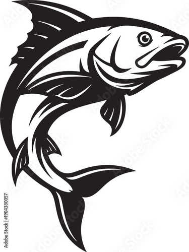 Minimalist sea fish icon for modern marine life and aquatic nature design element