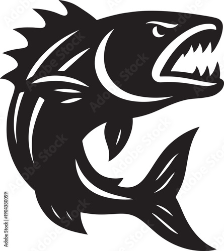 Aggressive sea bass mascot design for professional sport fishing league logo vector