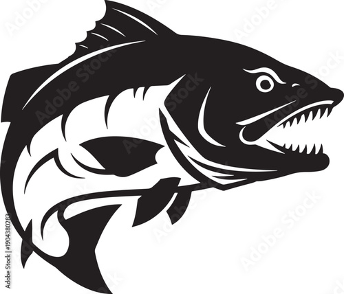 Dynamic ocean fish swimming vector illustration for marine wildlife and sport fishing logo design