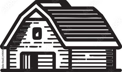 Black and white barn vector illustration - farmhouse graphic design element eps silhouette