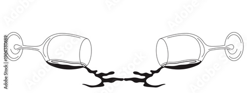 illustration of two glasses of spilled wine, on a white background vector image