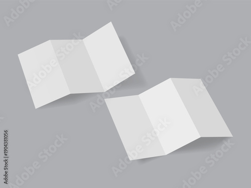 blank white z fold brochure mock up