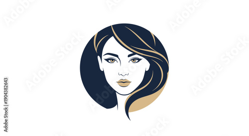 Elegant Woman Portrait with Flowing Hair and Striking Eyes.